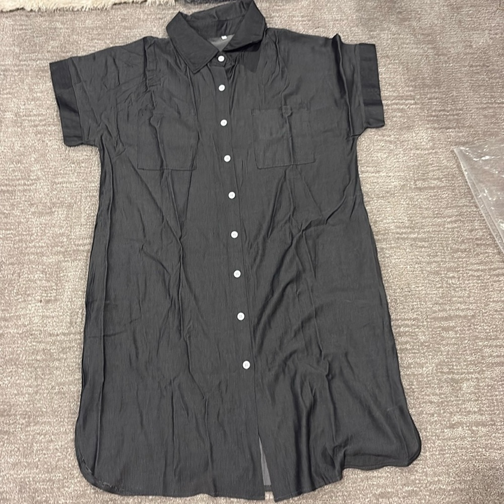 Grey shirt dress button up